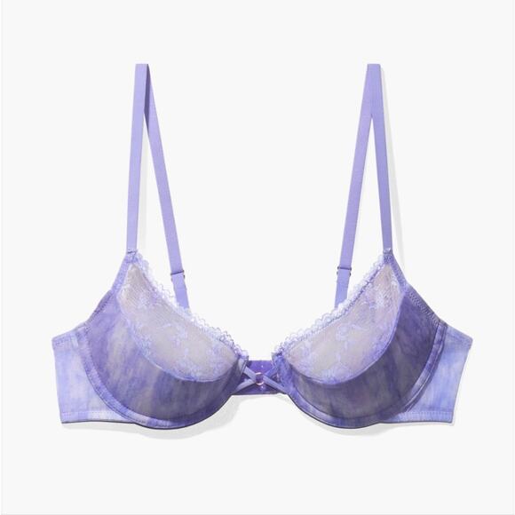 NEW Savage X Fenty Watercolor Tie Dye Half Cup Underwire Bra Purple Rain - Picture 1 of 10
